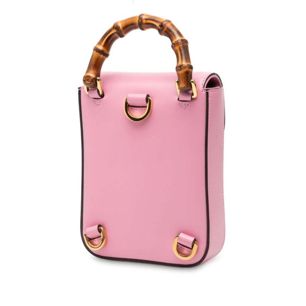GUCCI Authentic Pink Leather Bamboo Backpack - Picture 2 of 7